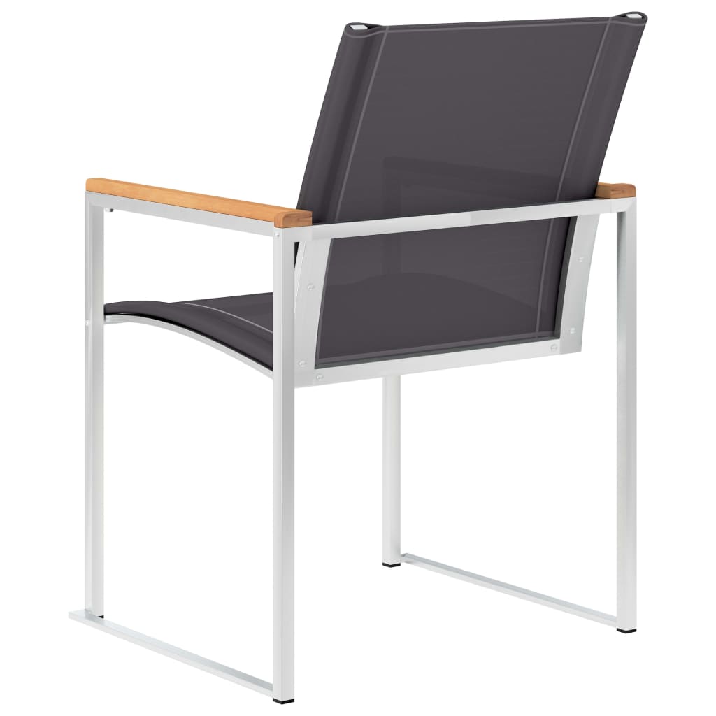 vidaXL Καρέκλες Κήπου 4 τεμ. Γκρι από Ανοξείδωτο Ατσάλι / Textilene