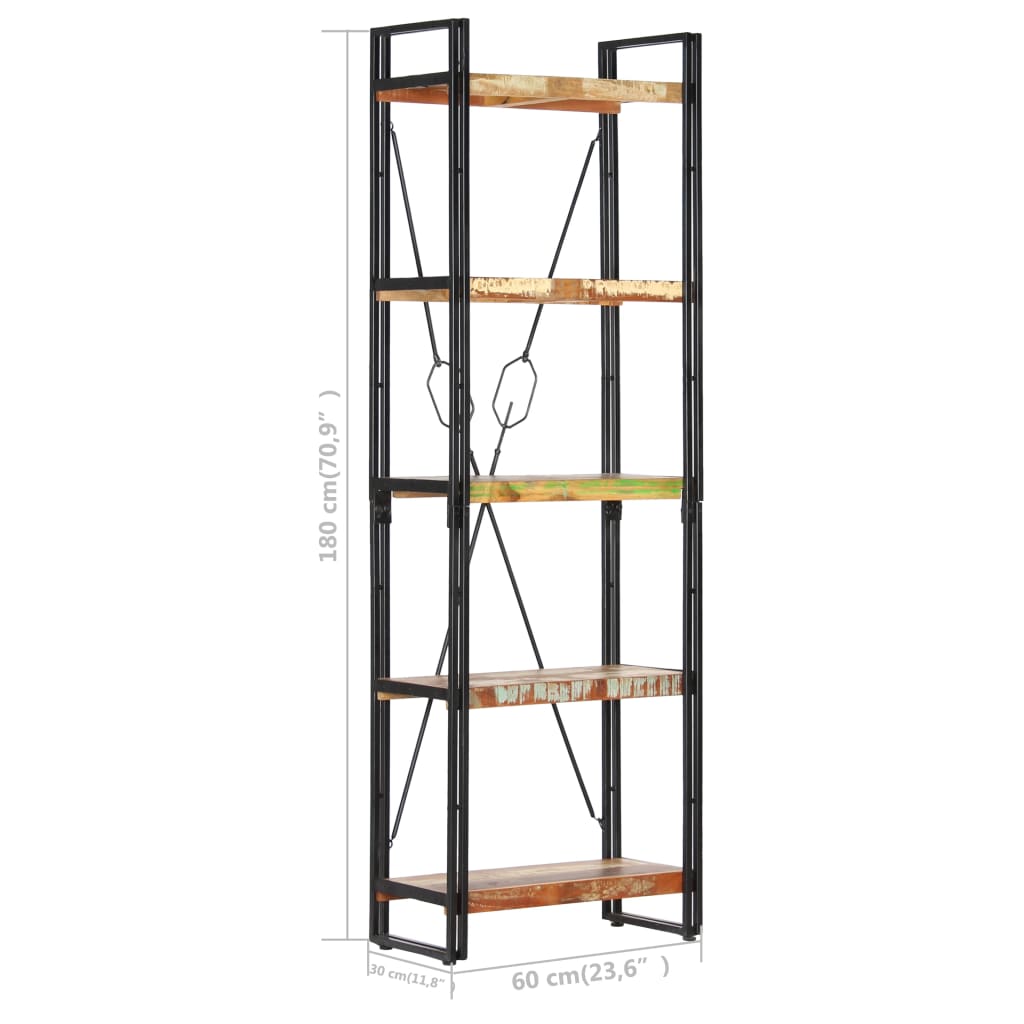 vidaXL Βιβλιοθήκη με 5 Επίπεδα 60x30x180 εκ. Μασίφ Ανακυκλωμένο Ξύλο