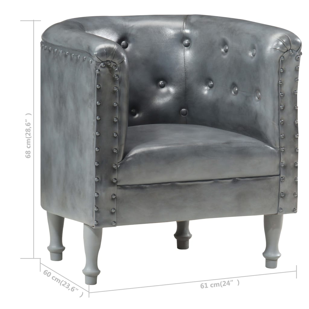 vidaXL Πολυθρόνα Μπάρελ Γκρι από Γνήσιο Δέρμα