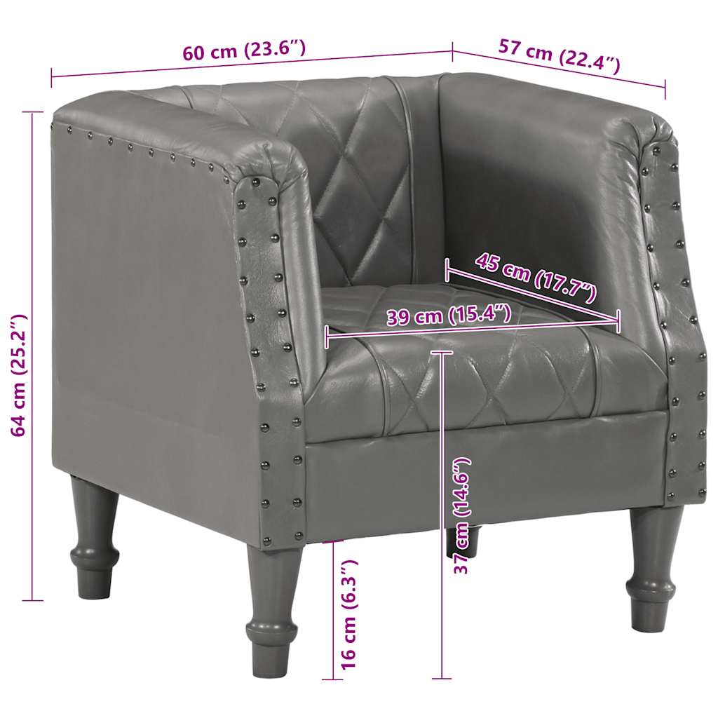 vidaXL Πολυθρόνα Μπάρελ Γκρι από Γνήσιο Δέρμα Κατσίκας