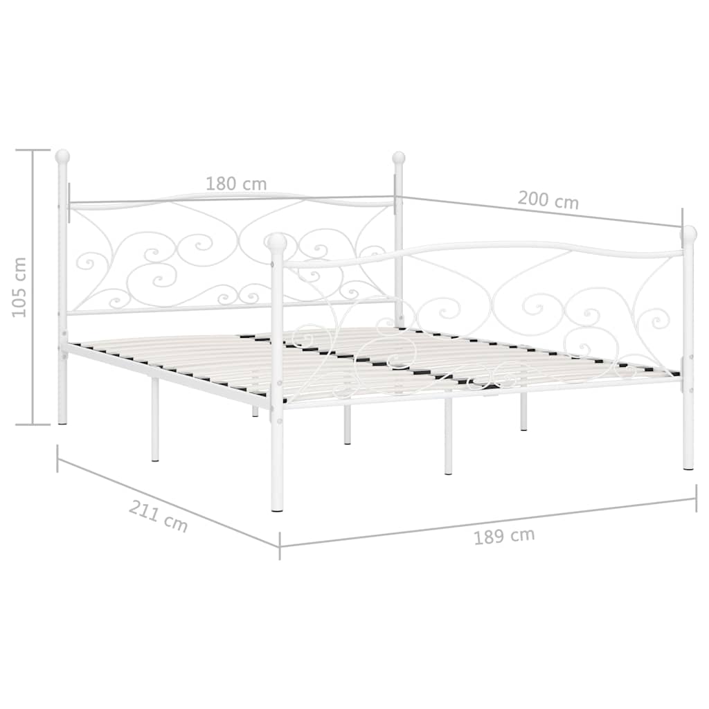 vidaXL Πλαίσιο Κρεβατιού με Τελάρο Λευκό 180 x 200 εκ. Μεταλλικό