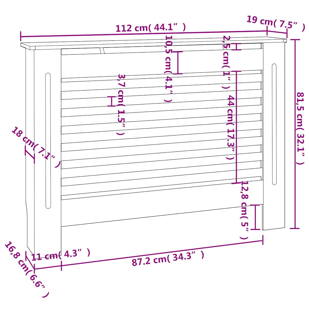vidaXL Κάλυμμα Καλοριφέρ Ανθρακί 112 x 19 x 81,5 εκ. από MDF