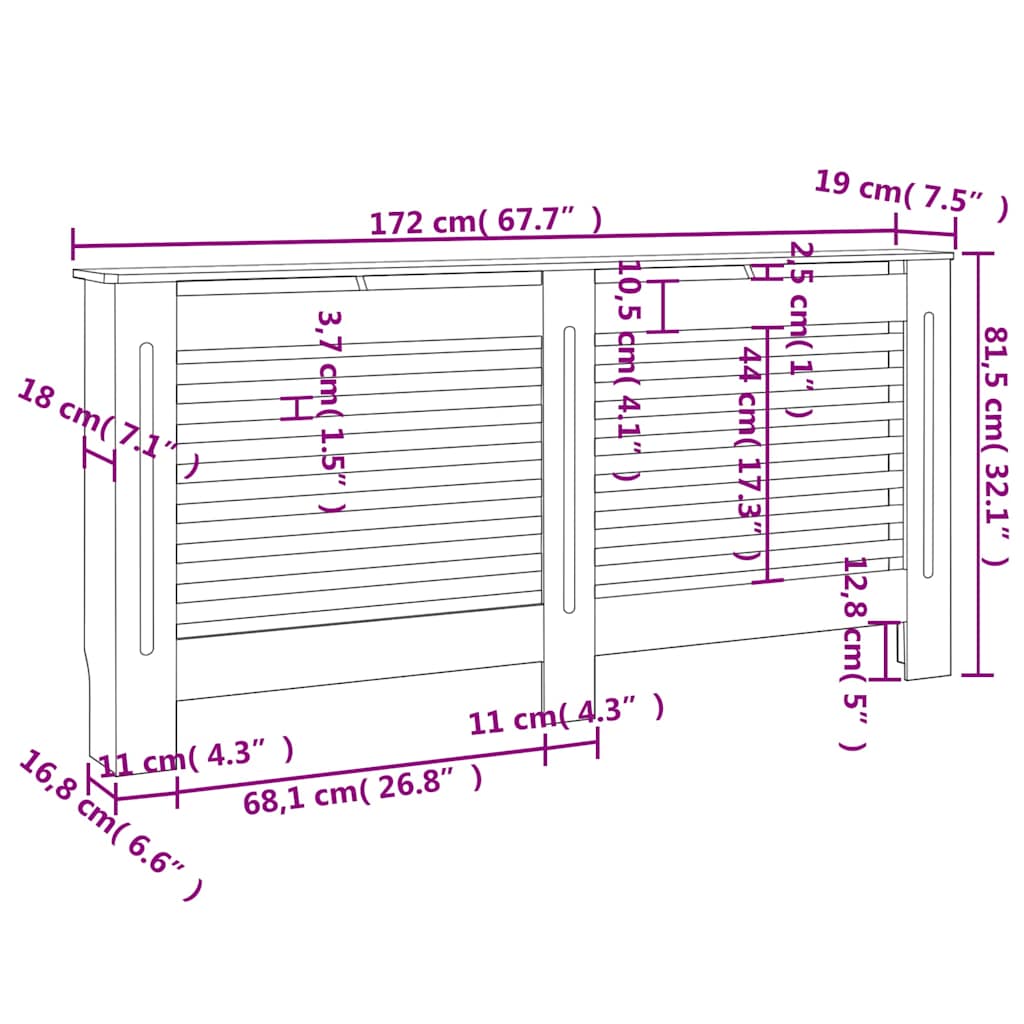 vidaXL Κάλυμμα Καλοριφέρ Ανθρακί 172 x 19 x 81,5 εκ. από MDF