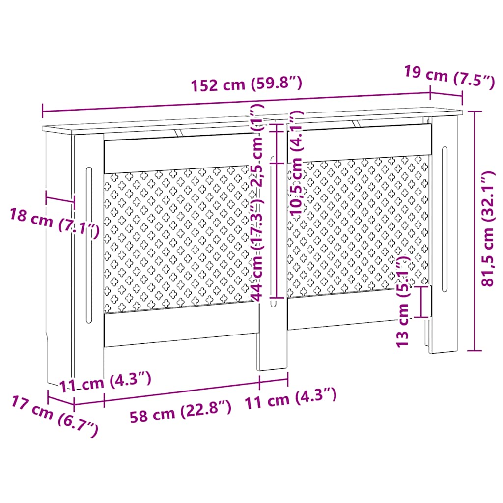 vidaXL Κάλυμμα Καλοριφέρ Ανθρακί 152 x 19 x 81,5 εκ. από MDF