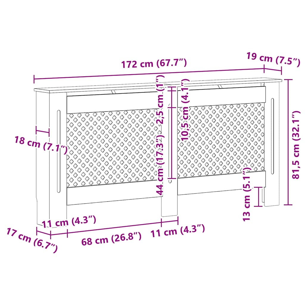 vidaXL Κάλυμμα Καλοριφέρ Ανθρακί 172 x 19 x 81,5 εκ. από MDF