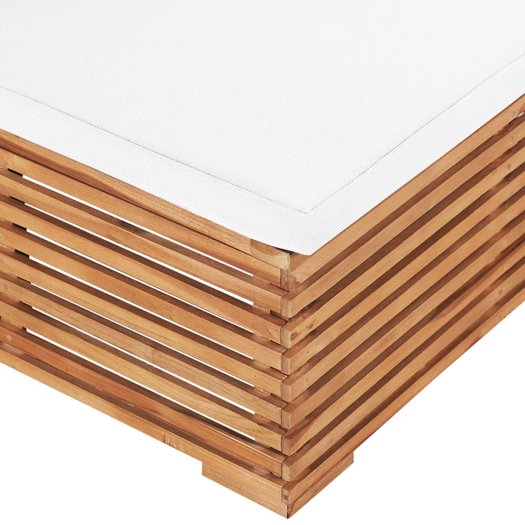 vidaXL Καναπές Κήπου Μεσαίος από Μασίφ Ξύλο Teak με Κρεμ Μαξιλάρι