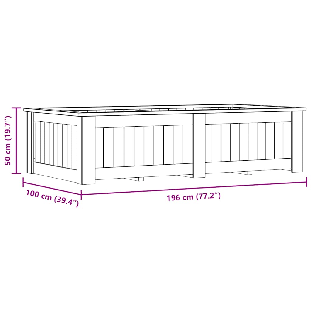 vidaXL Υπερυψωμένη Γλάστρα 196 x 100 x 50 εκ. Εμποτισμένο Ξύλο Πεύκου