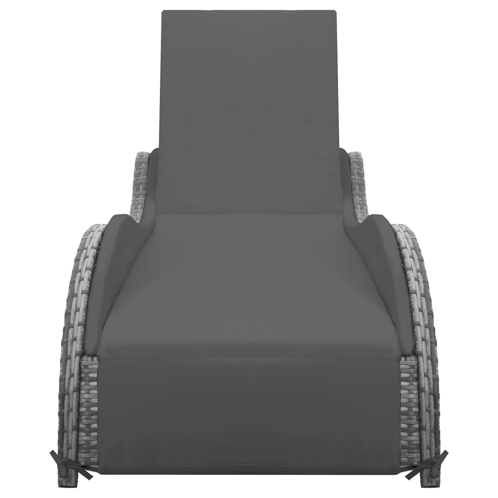vidaXL Ξαπλώστρα Ανθρακί από Συνθετικό Ρατάν με Μαξιλάρι
