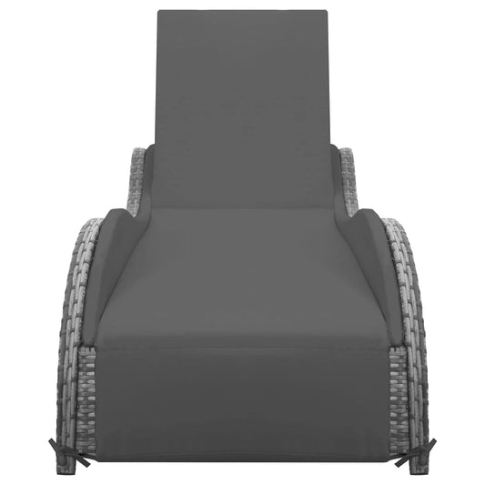 vidaXL Ξαπλώστρα Ανθρακί από Συνθετικό Ρατάν με Μαξιλάρι