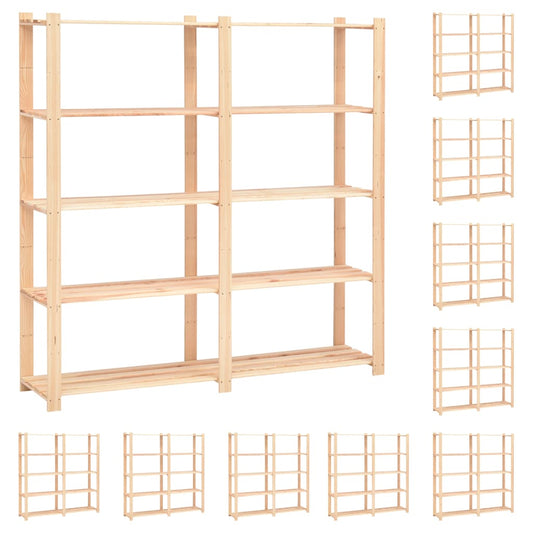 vidaXL Ραφιέρες 5 Επιπέδων 10τεμ 500 κ 170x38x170 εκ Μασίφ Ξύλο Πεύκου