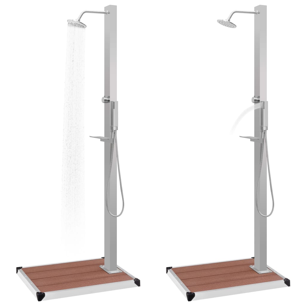 vidaXL Ντουζιέρα με Βάση Εξωτερικού Χώρου από WPC / Ανοξείδωτο Ατσάλι