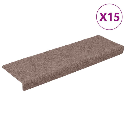 vidaXL Πατάκια Σκαλιών Αυτοκόλλητα 15 τεμ. 100x21x4 εκ. Ανοιχτό Καφέ Ορθογώνια Άκρη