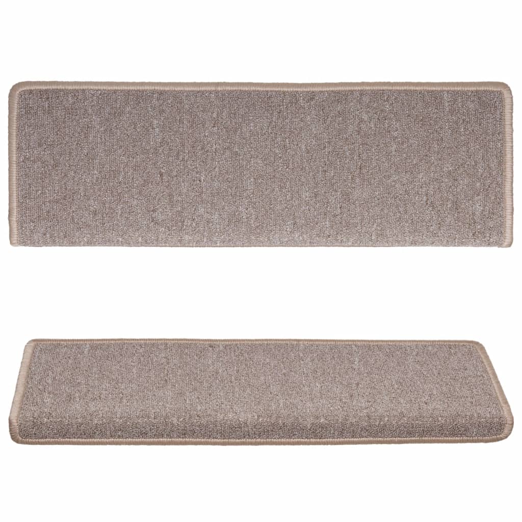 vidaXL Πατάκια Σκαλοπατιών 15 τεμ. Ανοιχτό Καφέ Ορθογώνια Άκρη 65x21x4 εκ.