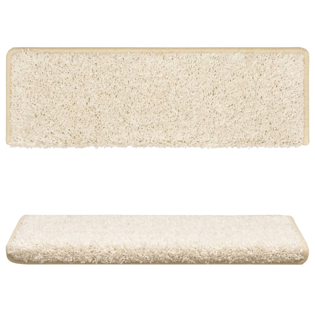 vidaXL Πατάκια Σκαλιών 15 τεμ. Λευκά Ορθογώνια Άκρα 65x21x4 εκ.