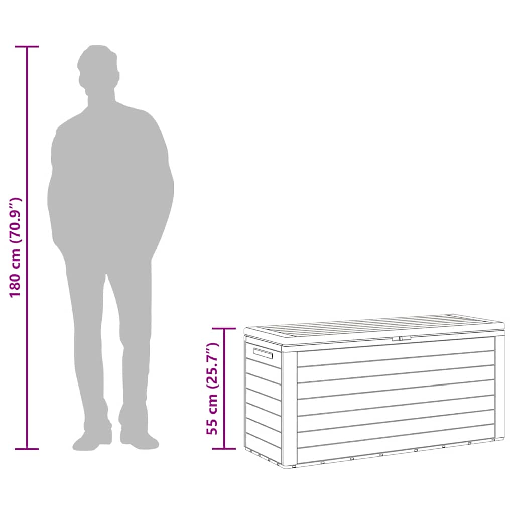 vidaXL Μπαούλο Αποθήκευσης Κήπου Ανθρακί 116 x 44 x 55 εκ.