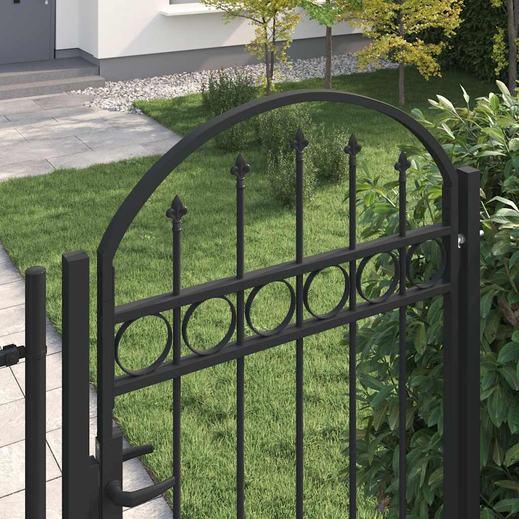 vidaXL Πόρτα Περίφραξης ASSEN με Αψιδωτή Κορυφή Μαύρη 102 x 200 εκ. από Ατσάλι