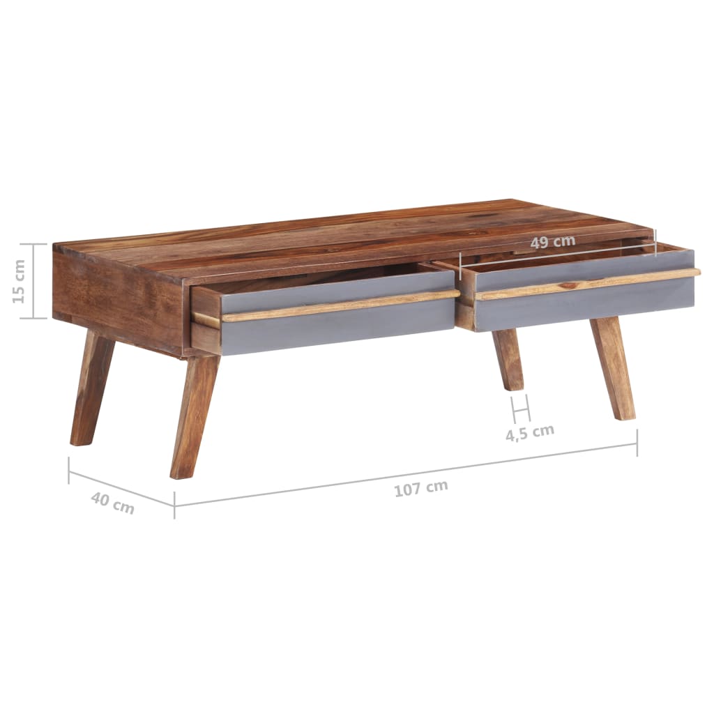 vidaXL Τραπεζάκι Σαλονιού Γκρι 110 x 50 x 40 εκ. από Μασίφ Ξύλο