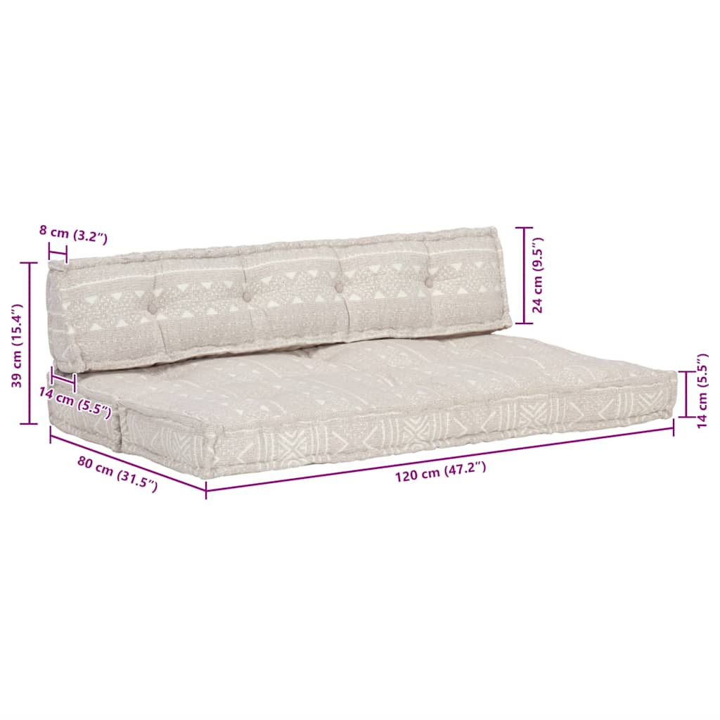 vidaXL Μαξιλάρι για Καναπέ Παλέτας Ανοιχτό Καφέ Patchwork Υφασμάτινο