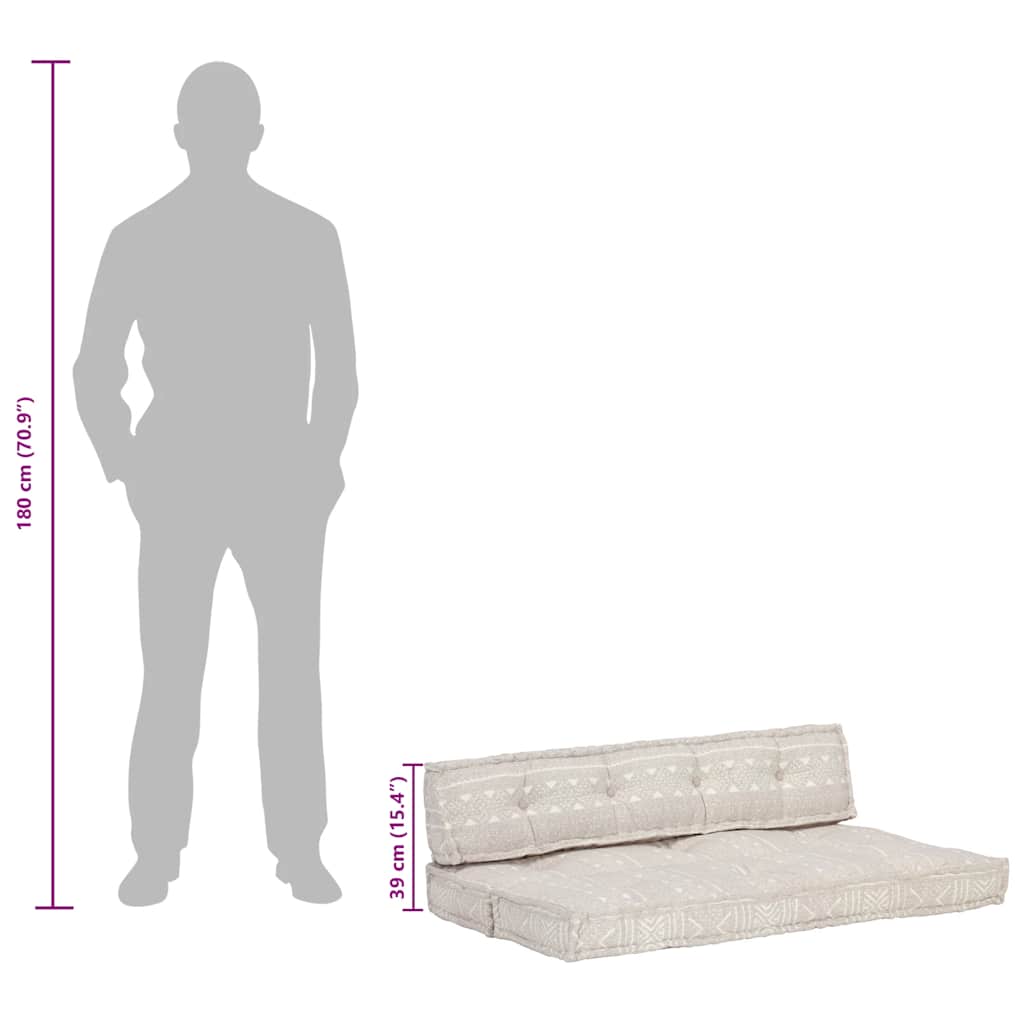 vidaXL Μαξιλάρι για Καναπέ Παλέτας Ανοιχτό Καφέ Patchwork Υφασμάτινο