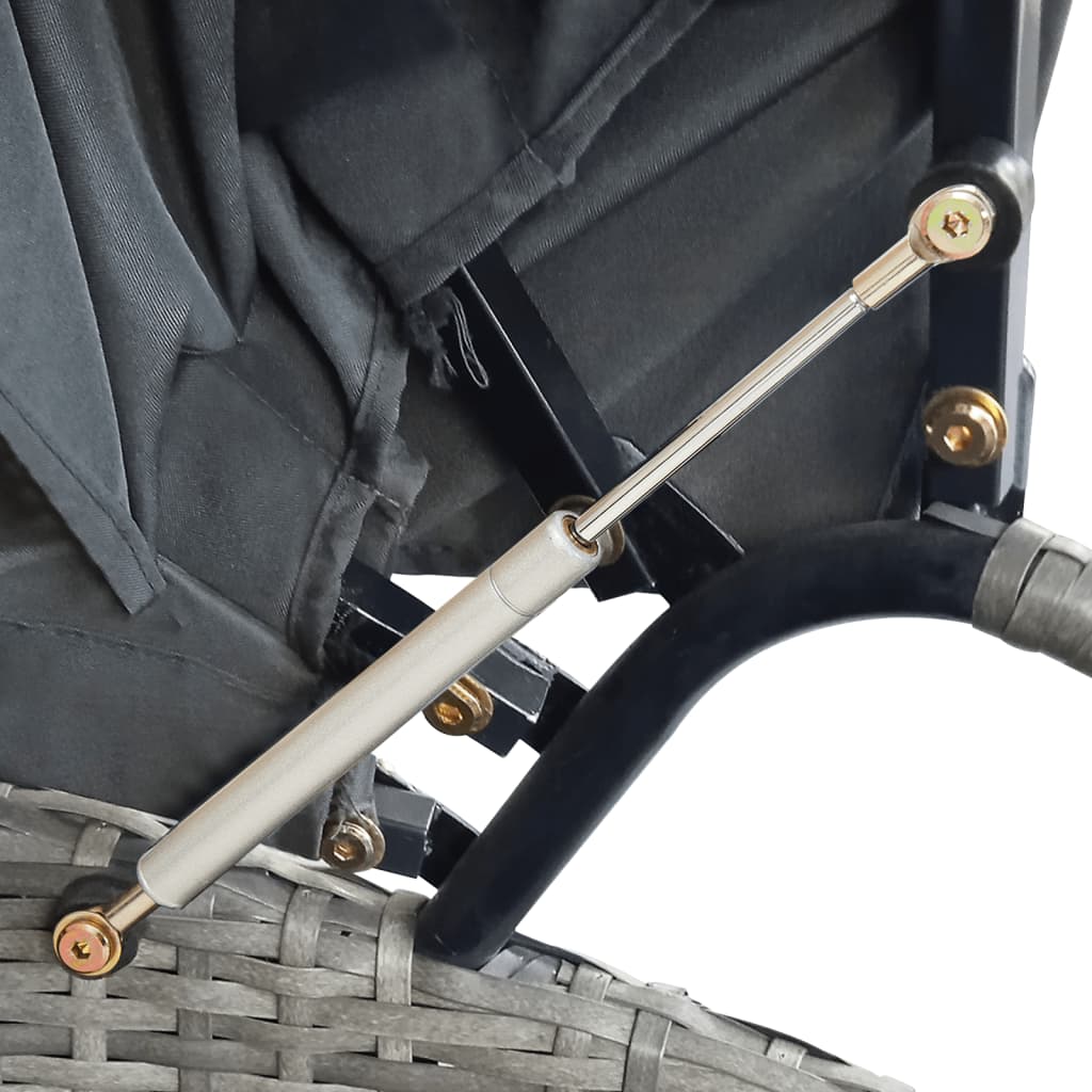 vidaXL Ξαπλώστρα Διπλή Γκρι από Συνθετικό Ρατάν με Τέντα