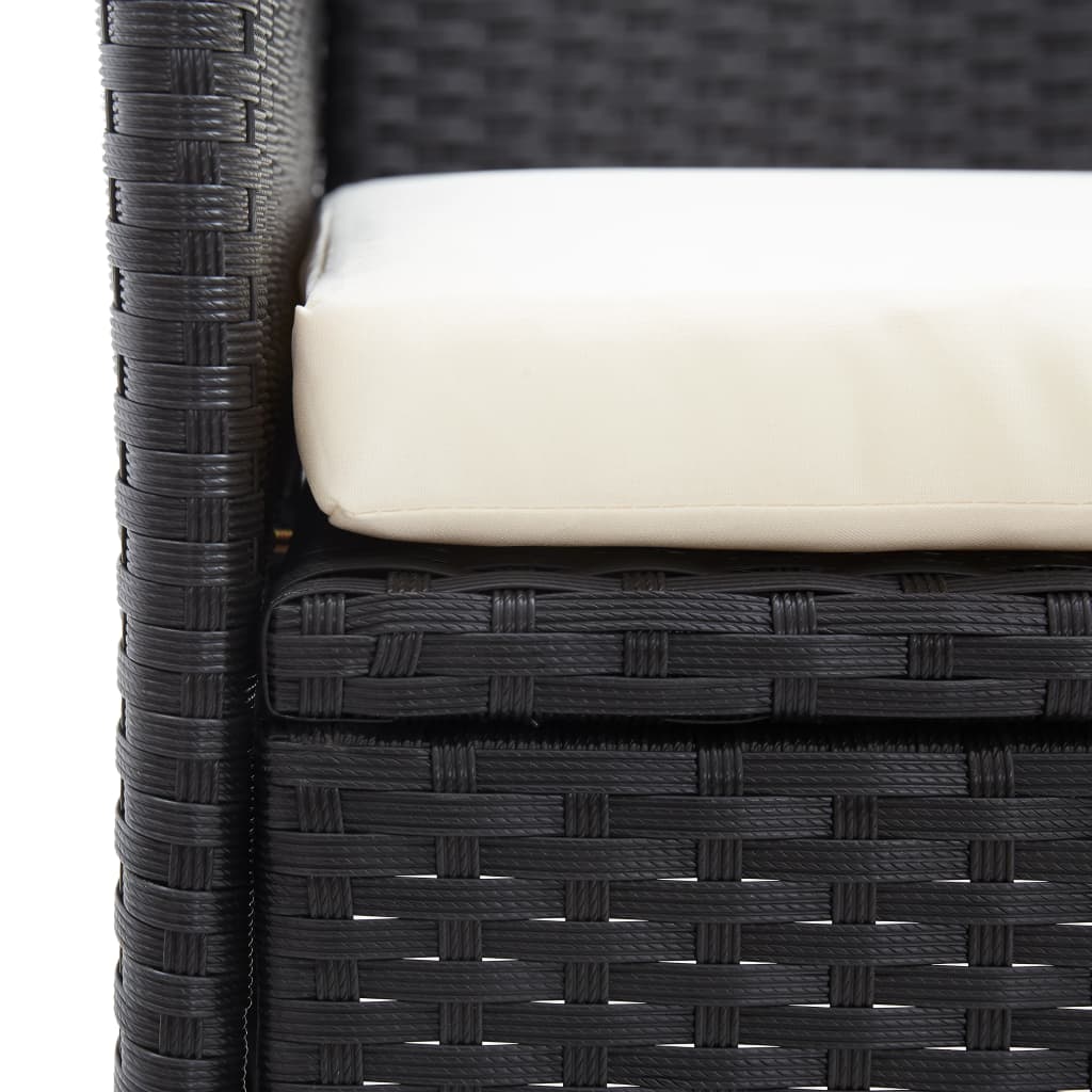 vidaXL Παγκάκι Διθέσιο Κήπου με Τραπεζάκι Μαύρο 143 εκ. Συνθετ. Ρατάν