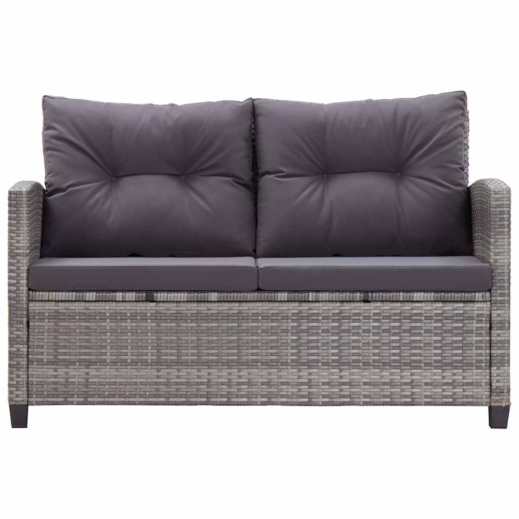 vidaXL Καναπές Κήπου Διθέσιος Γκρι 124 εκ. Συνθ. Ρατάν με Μαξιλάρια