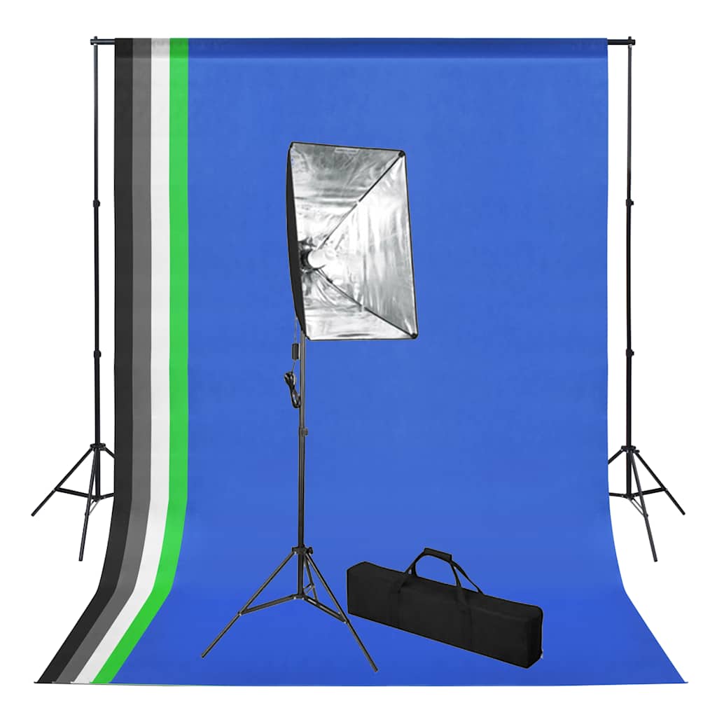 vidaXL Κιτ Στούντιο Φωτογράφισης με Φόντο και Softbox