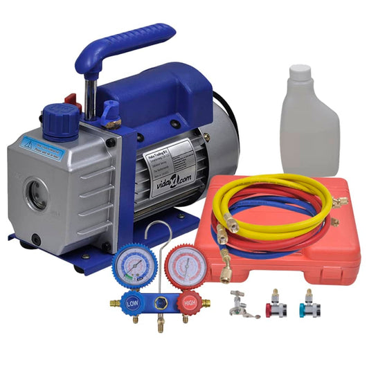 vidaXL Αντλία Κενού Μονοβάθμια με Σετ Ελέγχου Πίεσης 2 Εξόδων