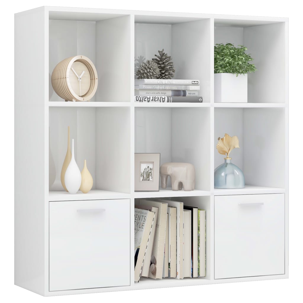 vidaXL Βιβλιοθήκη Γυαλιστερό Λευκό 98 x 30 x 98 εκ. από Επεξ. Ξύλο