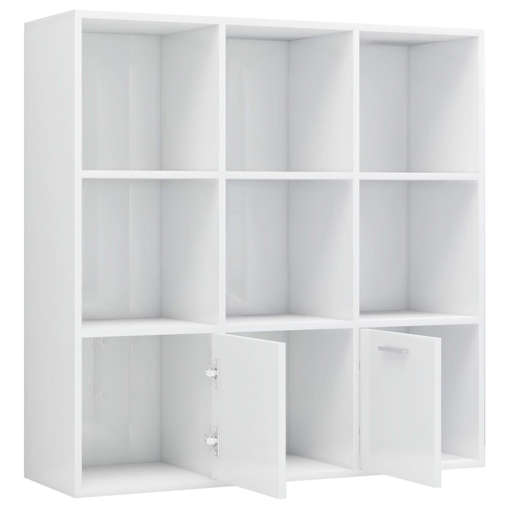 vidaXL Βιβλιοθήκη Γυαλιστερό Λευκό 98 x 30 x 98 εκ. από Επεξ. Ξύλο