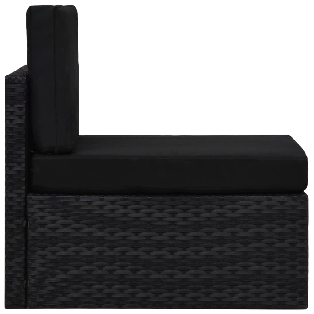 vidaXL Καναπές Μεσαίος Τμηματικός Μαύρος από Συνθετικό Ρατάν