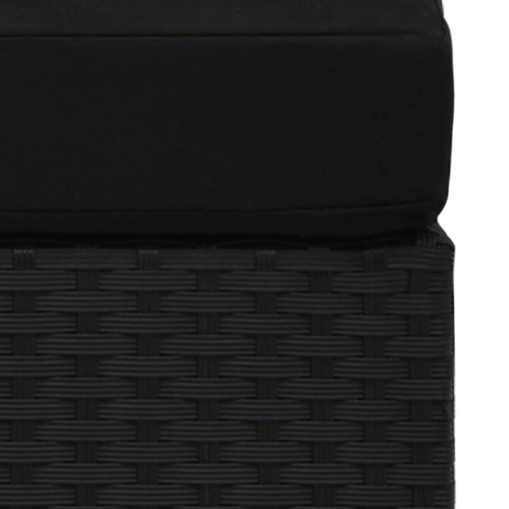 vidaXL Καναπές Μεσαίος Τμηματικός Μαύρος από Συνθετικό Ρατάν