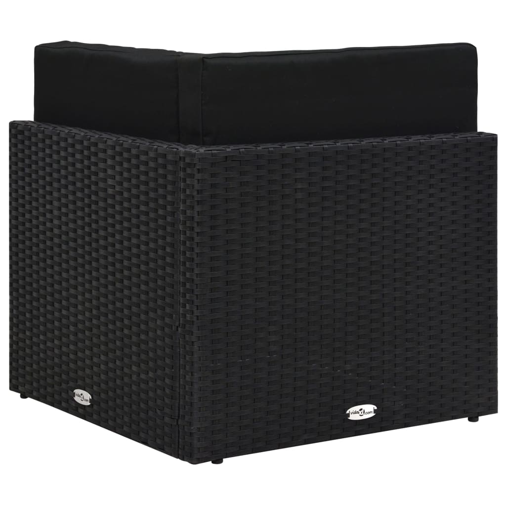 vidaXL Καναπές Γωνιακός Τμηματικός Μαύρος από Συνθετικό Ρατάν