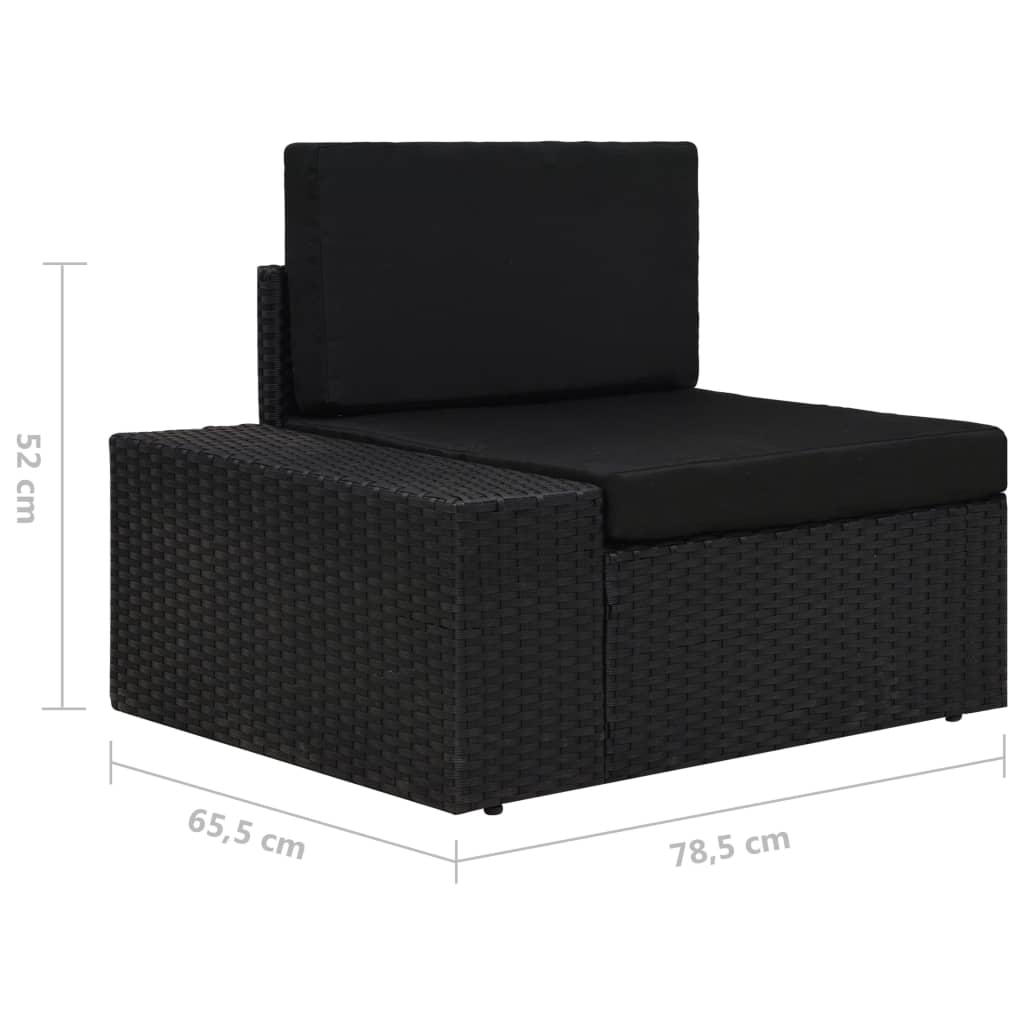 vidaXL Καναπές Αρθρωτός Διθέσιος Μαύρος από Συνθετικό Ρατάν