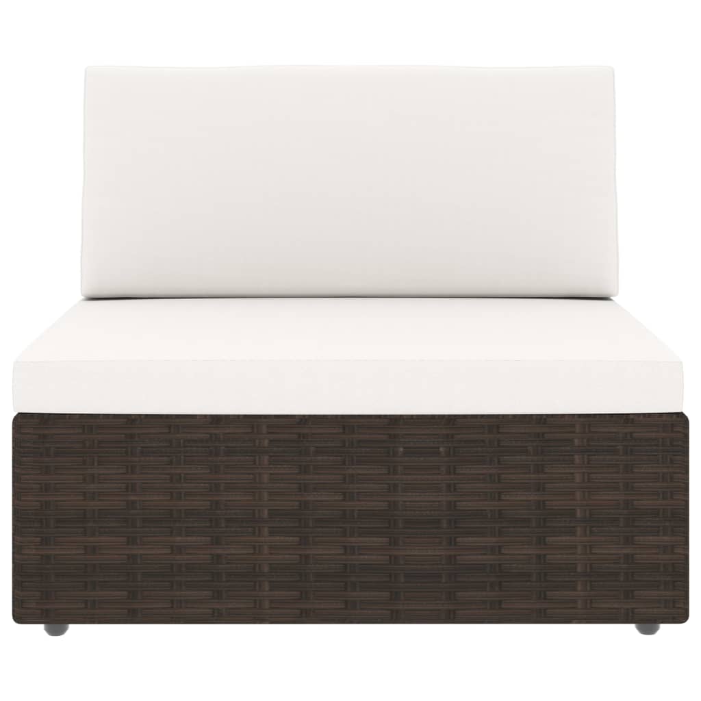 vidaXL Καναπές Αρθρωτός Διθέσιος Καφέ από Συνθετικό Ρατάν