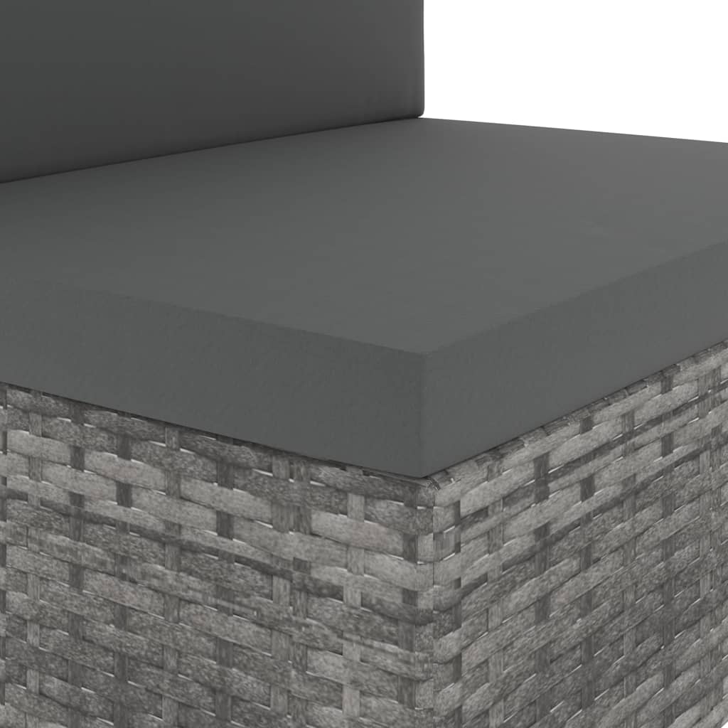 vidaXL Καναπές Μεσαίος Τμηματικός Γκρι από Συνθετικό Ρατάν