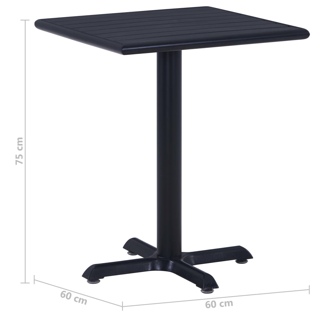 vidaXL Τραπέζι Κήπου Μαύρο 60 x 60 x 75 εκ.