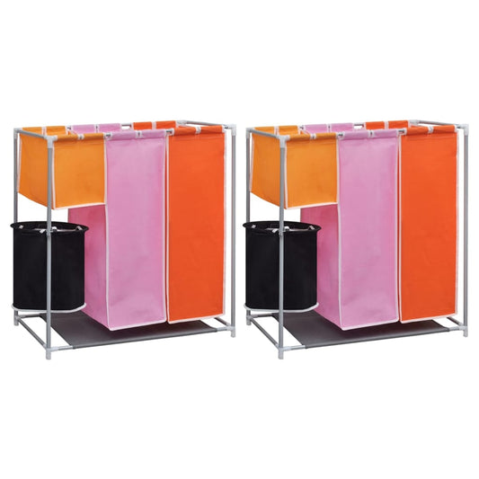 vidaXL Καλάθια Διαχωρισμού Απλύτων με 3 Τμήματα 2 τεμ. + Καλάθι Πλύσης