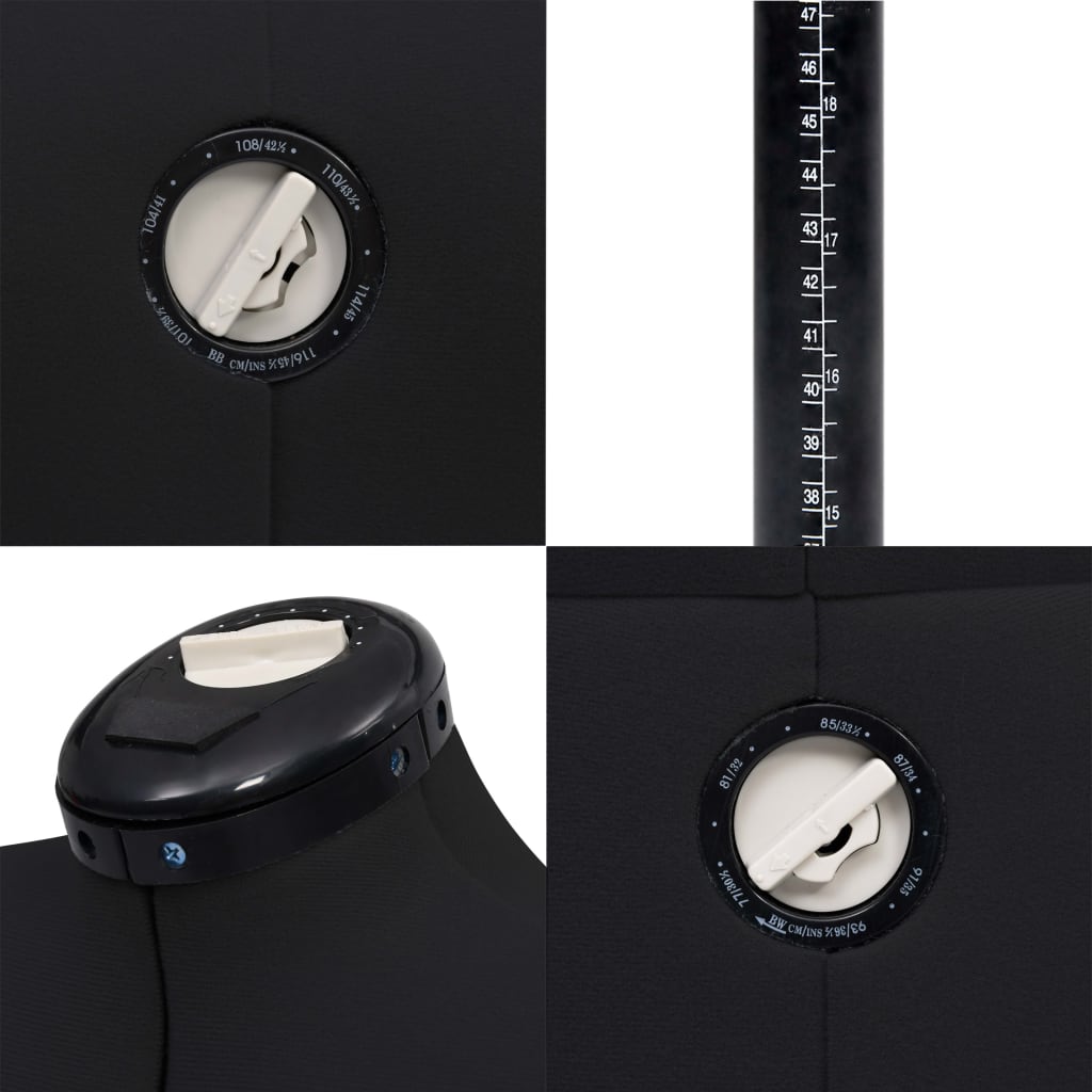 vidaXL Κούκλα Ραπτικής Ρυθμιζόμενη Γυναικεία Μαύρη Μ Μέγεθος 40-46