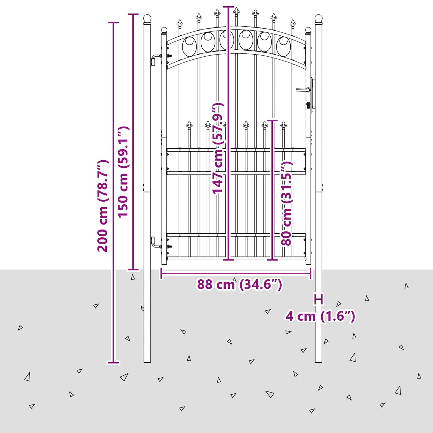 vidaXL Πύλη Φράχτη με Ακίδες EMMEN 104 x 147 cm
