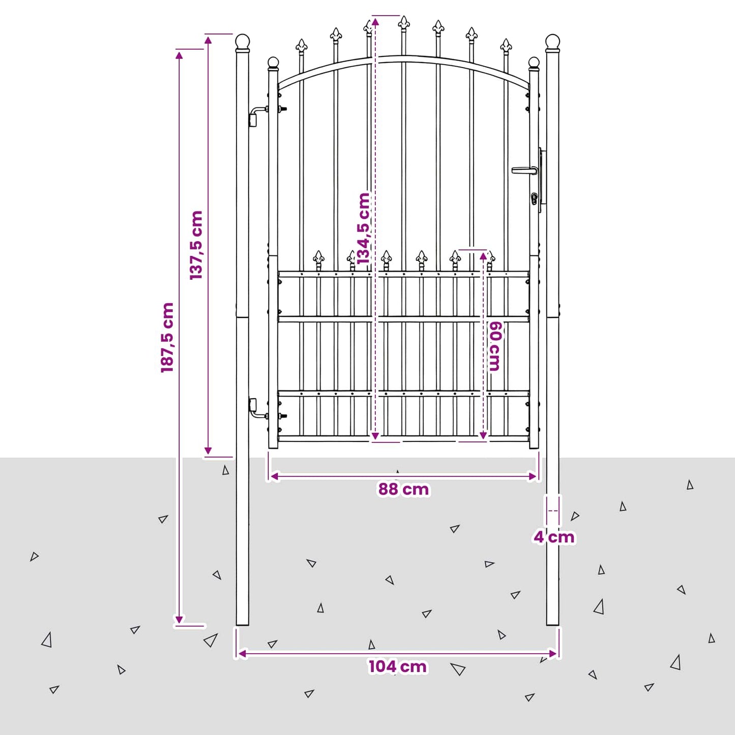 vidaXL Πύλη Φράχτη με Ακίδες EMMEN 104 x 134,5 cm Κλειδώσιμο