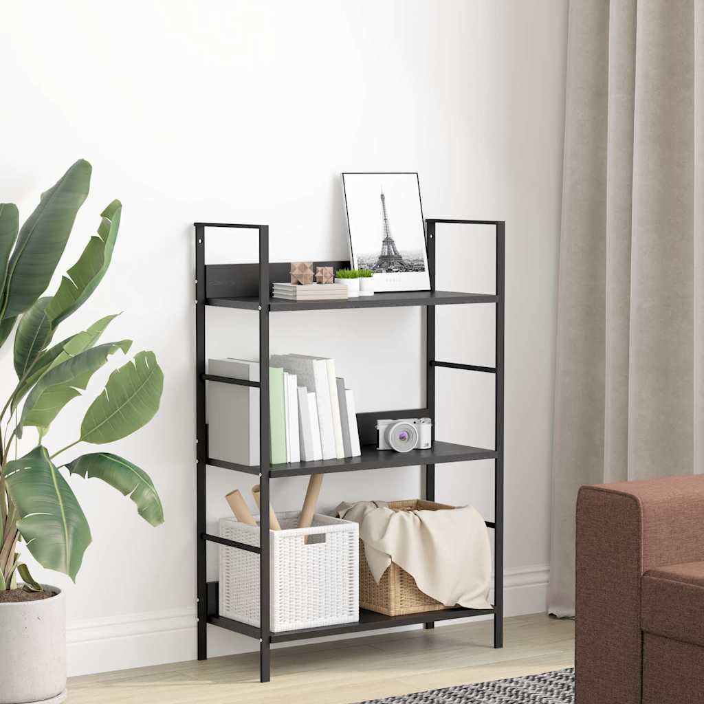 vidaXL Ραφιέρα 3 Επιπέδων Μαύρη 60x27,6x90,5 εκ. Επεξεργασμένο Ξύλο