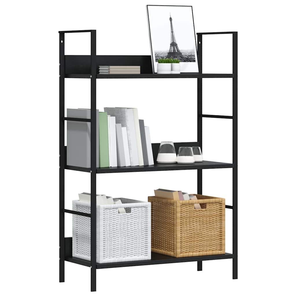 vidaXL Ραφιέρα 3 Επιπέδων Μαύρη 60x27,6x90,5 εκ. Επεξεργασμένο Ξύλο