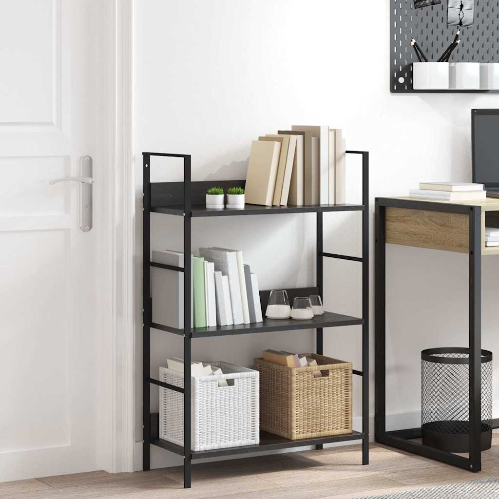 vidaXL Ραφιέρα 3 Επιπέδων Μαύρη 60x27,6x90,5 εκ. Επεξεργασμένο Ξύλο