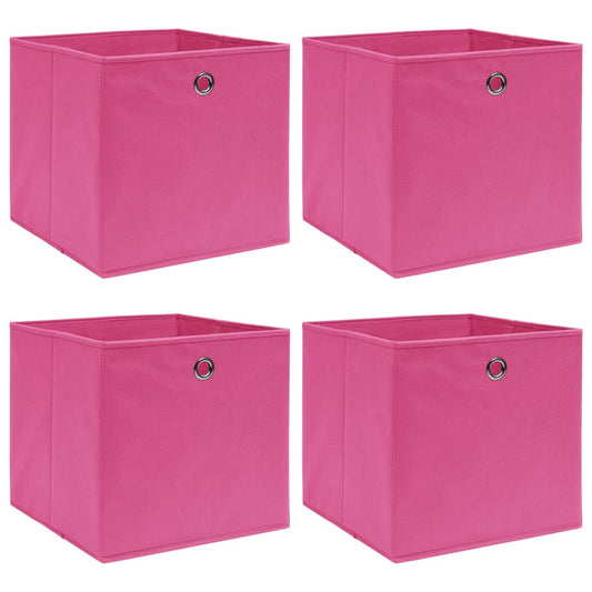 vidaXL Κουτιά Αποθήκευσης 4 τεμ. Ροζ 32 x 32 x 32 εκ. Υφασμάτινα