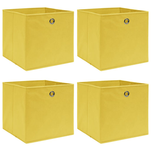 vidaXL Κουτιά Αποθήκευσης 4 τεμ. Κίτρινα 32 x 32 x 32 εκ. Υφασμάτινα