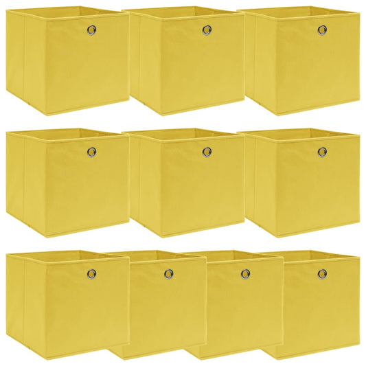 vidaXL Κουτιά Αποθήκευσης 10 τεμ. Κίτρινα 32 x 32 x 32 εκ. Υφασμάτινα