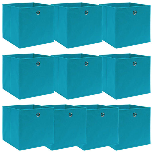 vidaXL Κουτιά Αποθήκευσης 10 τεμ. Γαλάζια 32 x 32 x 32 εκ. Υφασμάτινα