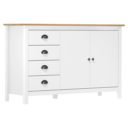 vidaXL Μπουφές Hill Λευκός 130x40x80 εκ. από Μασίφ Ξύλο Πεύκου