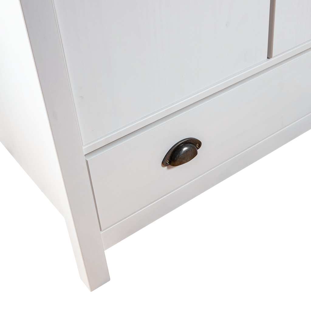 vidaXL Ντουλάπα Hill Δίφυλλη Λευκή 89x50x170 εκ. Μασίφ Ξύλο Πεύκου